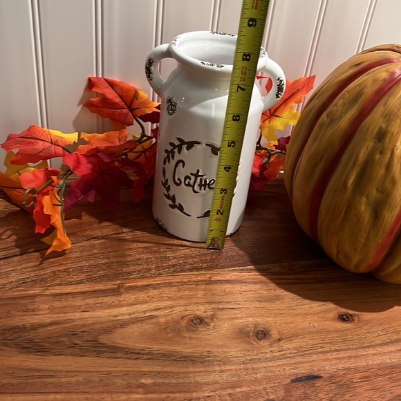 🍁Clearance- Farmhouse Fall Gather Ceramic Milk Jug Vase-Like New - Picture 9 of 13